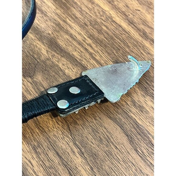 Western Metal Arrow Belt Black Leather Hippie Boho Indie Folk Country Farm 80s - Picture 7 of 11